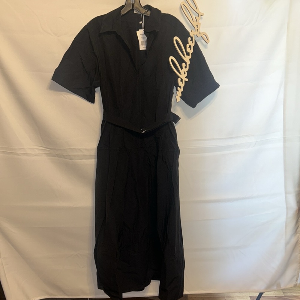 SIMKHAI
Midnight Deanna Short Sleeve Belted Midi Dress - Picture 6 of 14